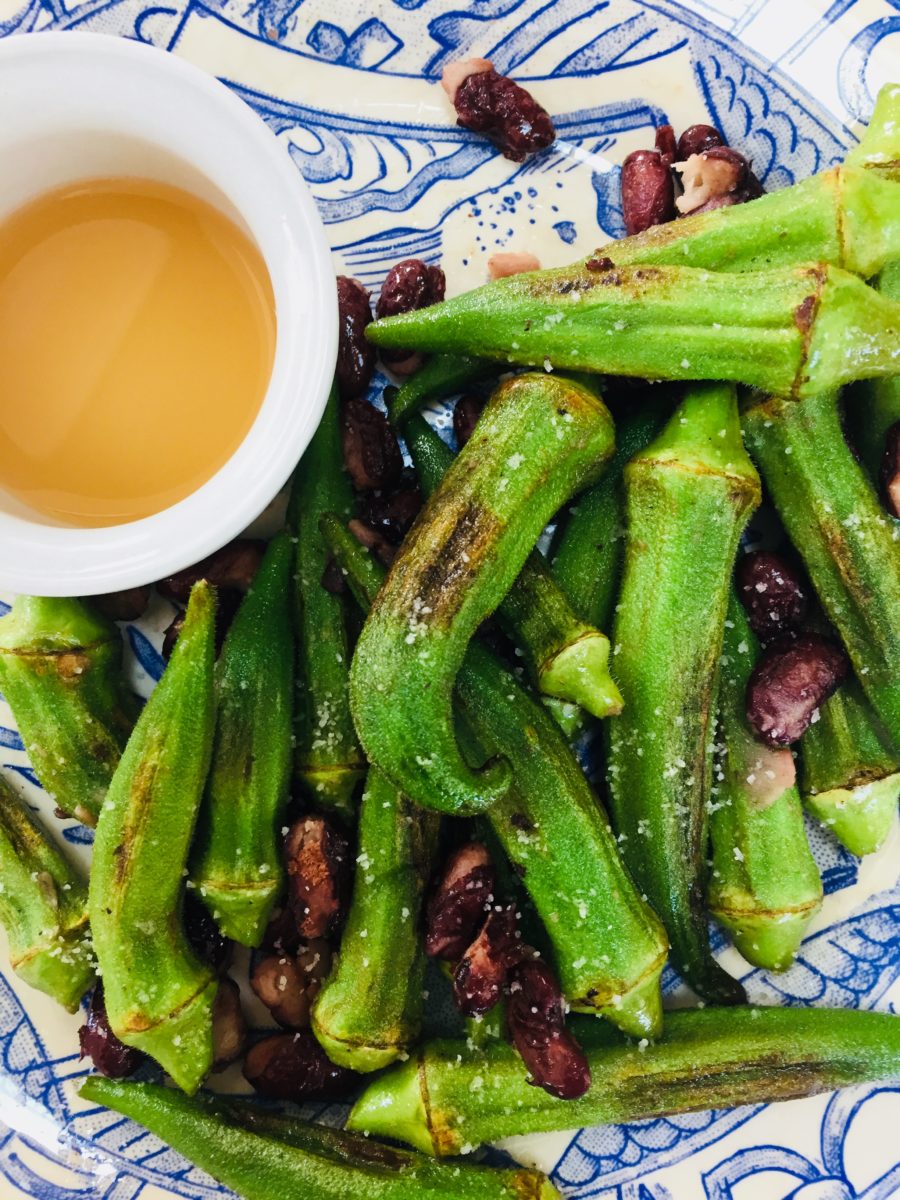 okra whole with black beans prettygoodkitchen